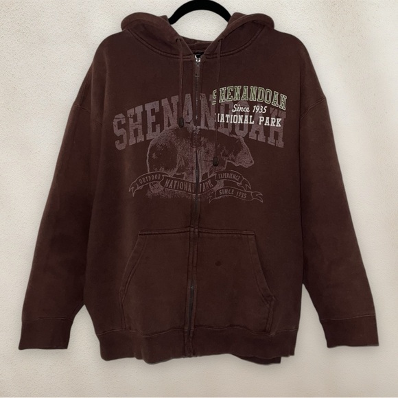 Shenandoah Brown Full Zip Hoodie National Park Bear Sweatshirt CH Apparel Sz XL - Picture 1 of 7